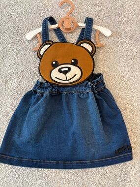 Moschino blue denim dress with bear motif